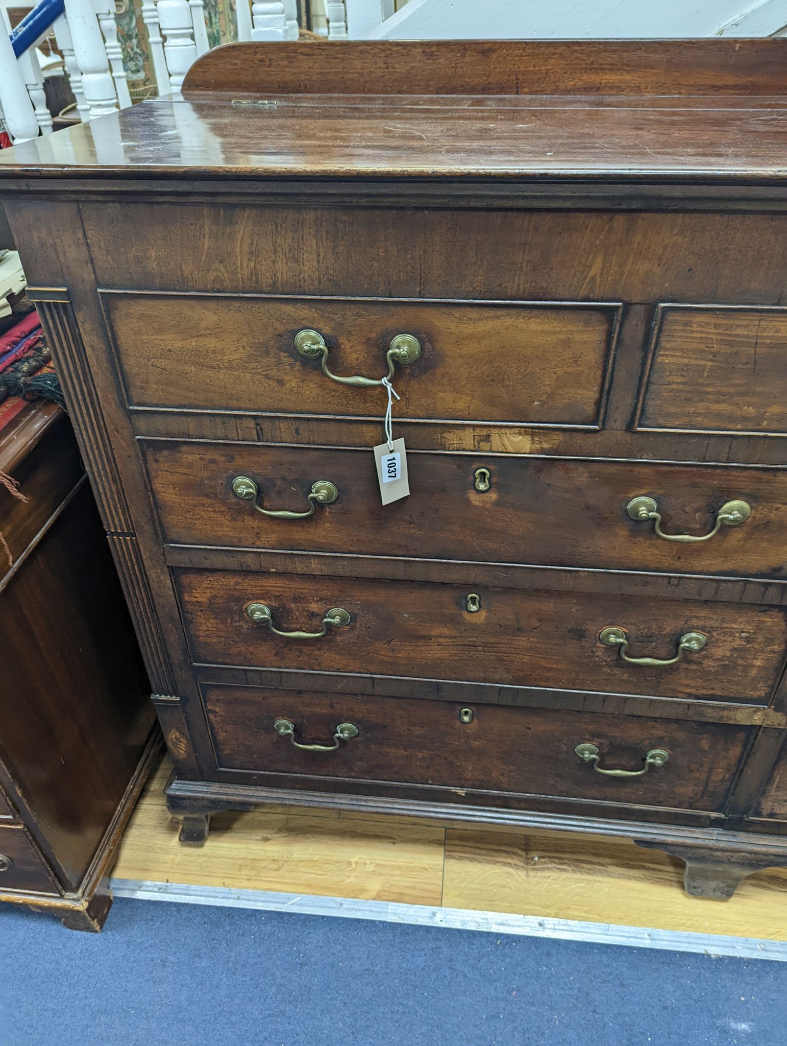 A George III mahogany mule chest, width 175cm, depth 55cm, height 114cm